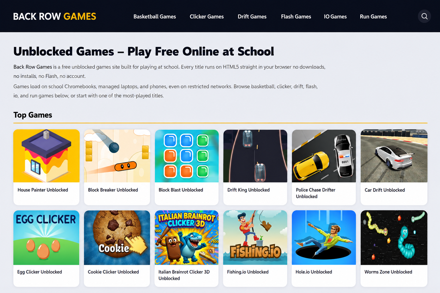 Browser games for school Chromebooks running in a Chrome tab